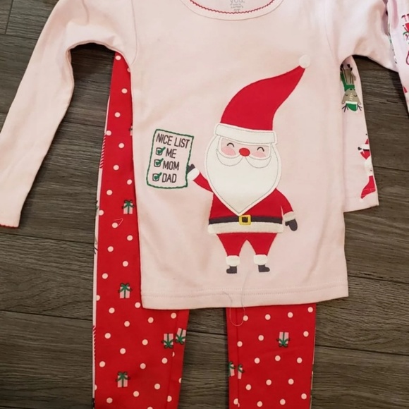 Toddler girls Santa Christmas Pajamas 4 piece set - Picture 2 of 3